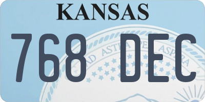 KS license plate 768DEC