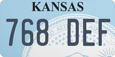 KS license plate 768DEF