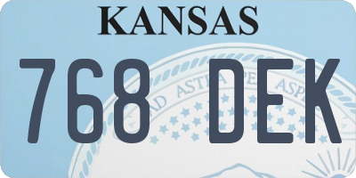 KS license plate 768DEK