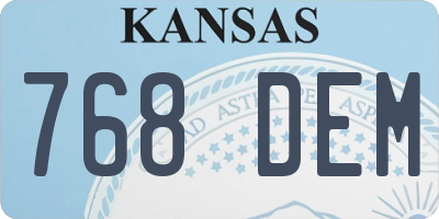 KS license plate 768DEM