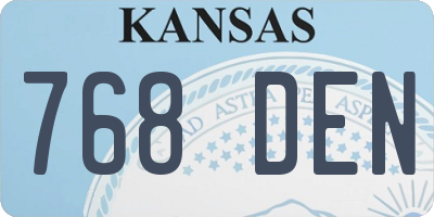 KS license plate 768DEN