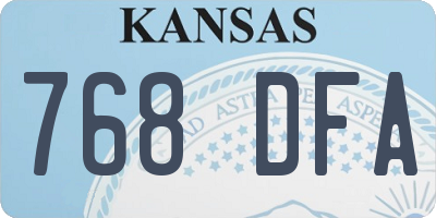 KS license plate 768DFA