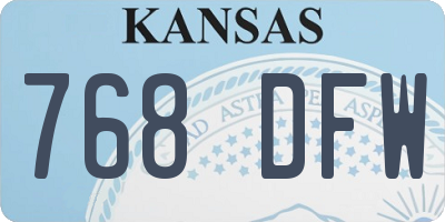 KS license plate 768DFW