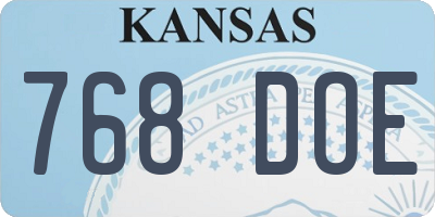 KS license plate 768DOE