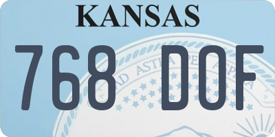 KS license plate 768DOF