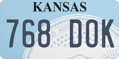 KS license plate 768DOK