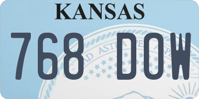 KS license plate 768DOW