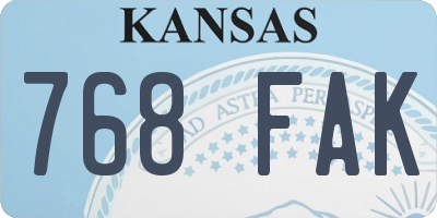 KS license plate 768FAK