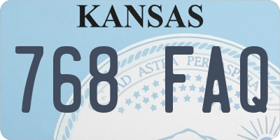 KS license plate 768FAQ
