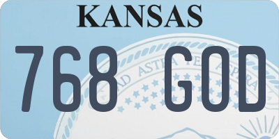 KS license plate 768GOD