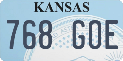 KS license plate 768GOE