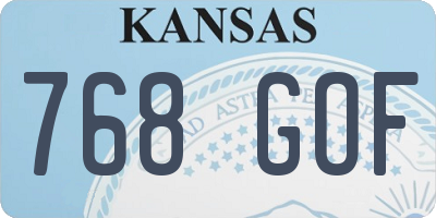 KS license plate 768GOF