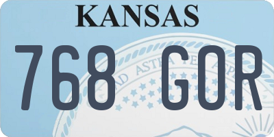 KS license plate 768GOR