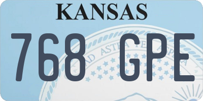 KS license plate 768GPE