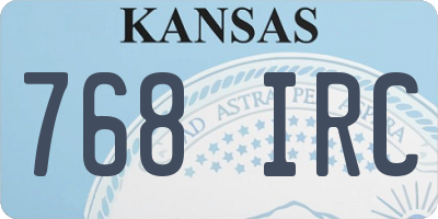 KS license plate 768IRC