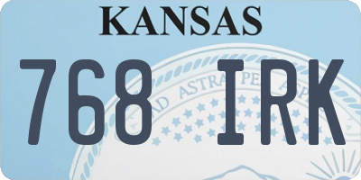 KS license plate 768IRK