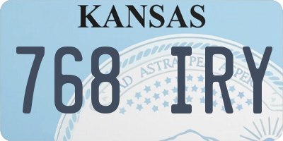 KS license plate 768IRY