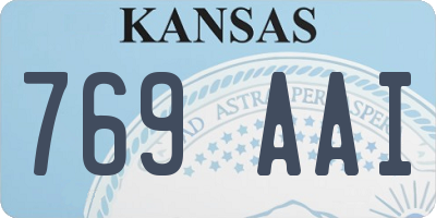 KS license plate 769AAI