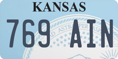 KS license plate 769AIN