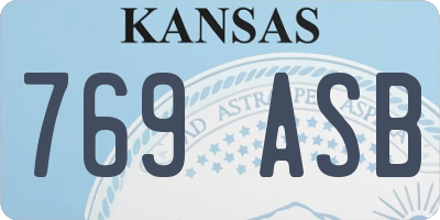KS license plate 769ASB