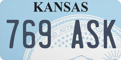 KS license plate 769ASK
