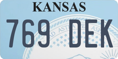 KS license plate 769DEK