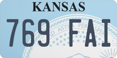KS license plate 769FAI