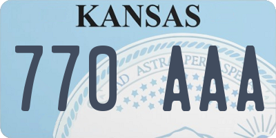 KS license plate 770AAA