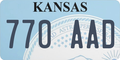 KS license plate 770AAD