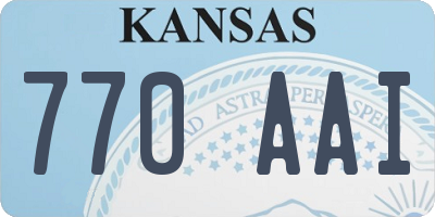 KS license plate 770AAI