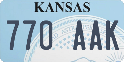 KS license plate 770AAK