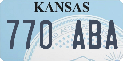 KS license plate 770ABA
