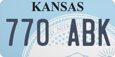KS license plate 770ABK
