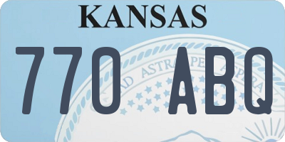 KS license plate 770ABQ