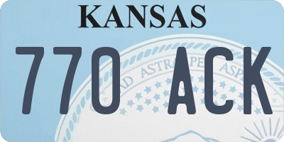 KS license plate 770ACK