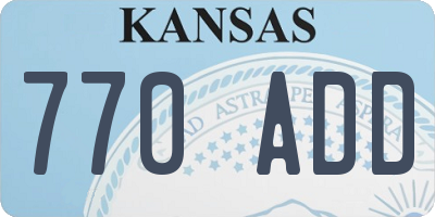 KS license plate 770ADD