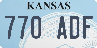 KS license plate 770ADF
