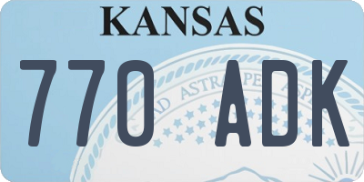 KS license plate 770ADK