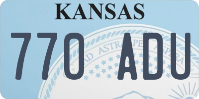 KS license plate 770ADU
