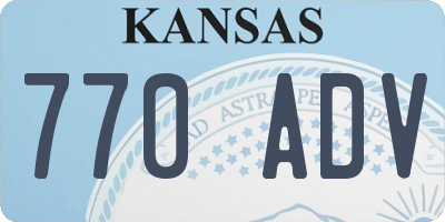 KS license plate 770ADV