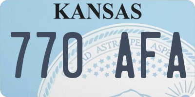 KS license plate 770AFA
