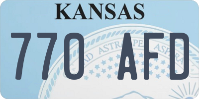 KS license plate 770AFD