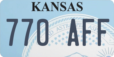 KS license plate 770AFF