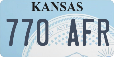 KS license plate 770AFR
