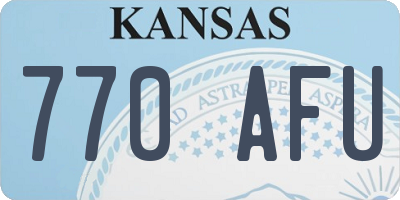 KS license plate 770AFU