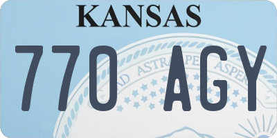 KS license plate 770AGY