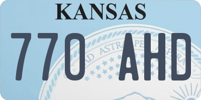 KS license plate 770AHD