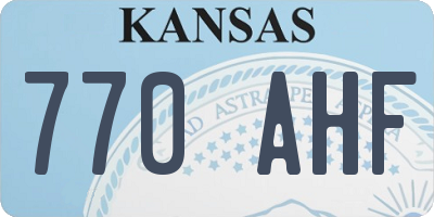 KS license plate 770AHF