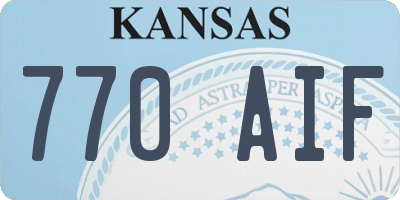 KS license plate 770AIF