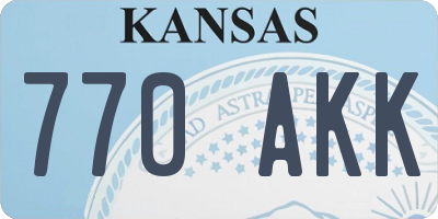 KS license plate 770AKK